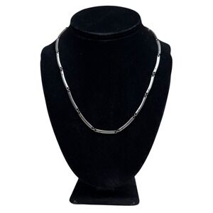 925 Sterling Silver Bar Link Chain Necklace Minimalist Modern Jewelry 8.5 in L